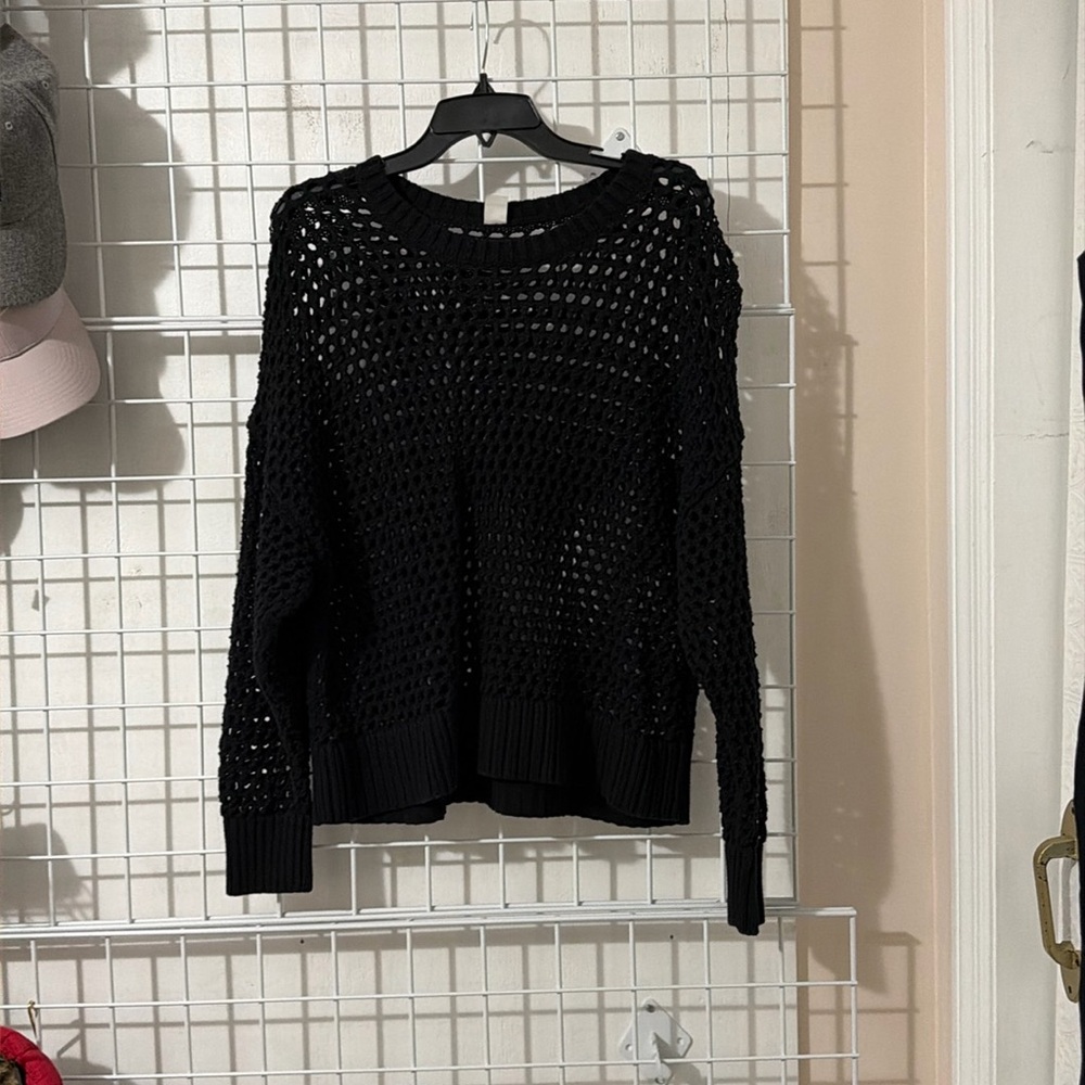 Old Navy open knit black sweater